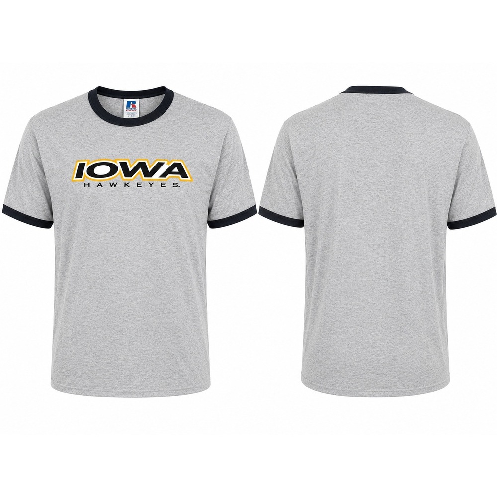 Cadre Athletic Iowa Hawkeyes Ringer T-Shirt Mens Large Gray Navy Vintage NCAA